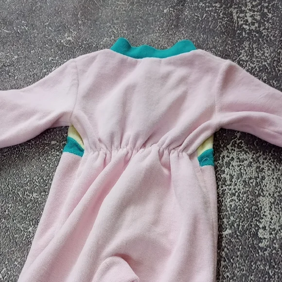 VINTAGE Kids One Piece with Bunny Design - Pink and Teal OPTI ZIPPER - Picture 8 of 8